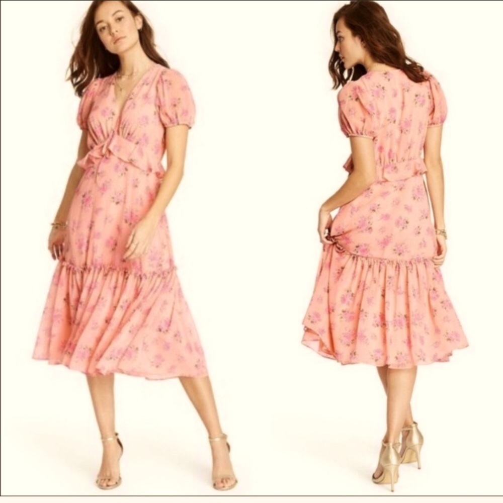 Pink Chiffon Floral Dress